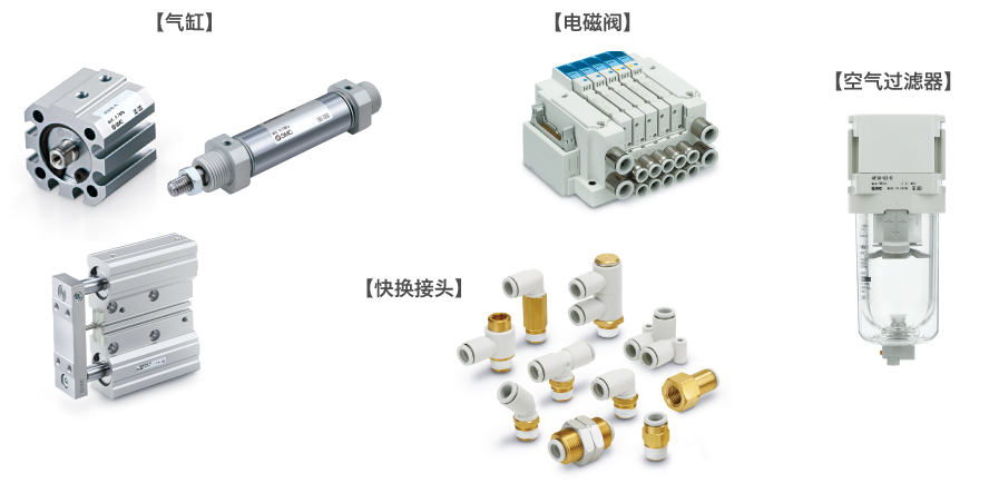 氣缸、電磁閥、快換接頭、空氣過(guò)濾器